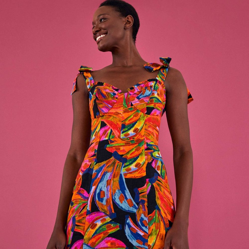 Farm Rio Rainbow Bananas Mini Dress